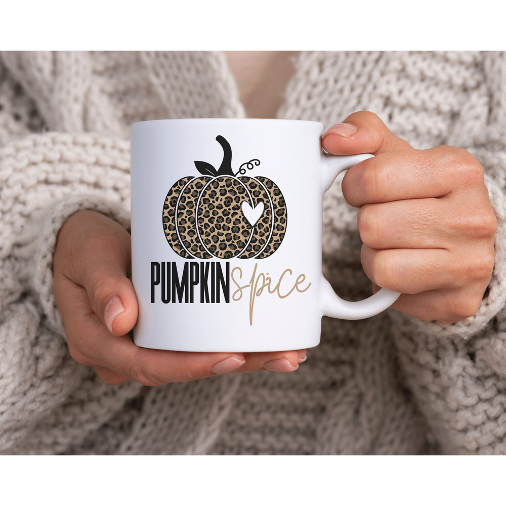 Hello Pumpkin Mug, Pumpkin Spice Leopard Mug, Fall Coffee Mug, Pumpkin Mug for Fall, Cute Coffee Mug - 1.jpg