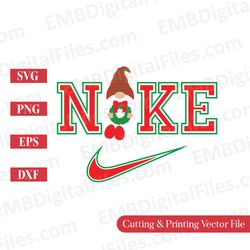 nike swoosh christmas gnome svg for cricut