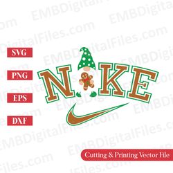 nike swoosh gnome holding gingerbread man svg for cricut