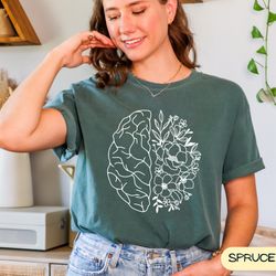 brain floral t-shirt,nursing student anatomical layout brain tshirt,funny nurse tee,womens nursing school,gift for nurse