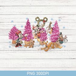Vintage Mickey and friends Christmas tree PNG, Mickey Minnie Disney Christmas wreath PNG, WDW Disneyland Christmas PNG