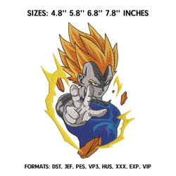 vegeta  embroidery design file, dragon ball anime embroidery design, machine embroidery pattern.