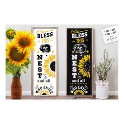 bless this nest svg, sunflower porch sign svg, sunflower poster svg, sunflower svg, sunflower vertical sign svg