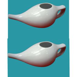 Flora Jal Ceramic Neti Pot - Your Natural Sinus Relief and Easy Breathing Aid pack of 2