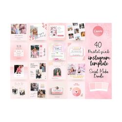 instagram template pink, canva template, branding kit canva, engagement booster, instagram template business, aesthetic