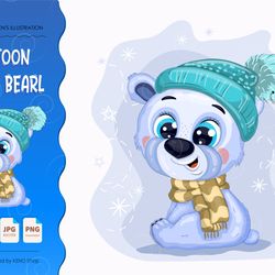 cartoon polar bear. t-shirt, png, svg.