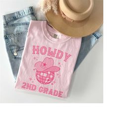 comfort colors youth second grade shirt, back to school 2nd grade shirt, howdy 2nd grade western shirts for kids, first