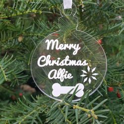 clear acrylic christmas ornaments pet dog paw bauble gift personalized decoration