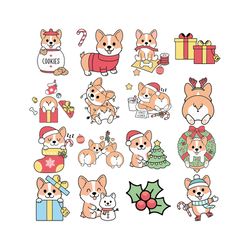 christmas corgi clipart set cute corgi digital clipart kawaii puppy planner clipart christmas svg, instant download