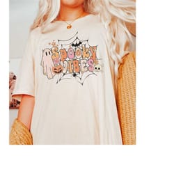 spooky vibes halloween shirt, halloween tshirt, fall shirts, halloween t shirts, halloween clothing, cute ghost shirt, c