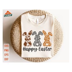 happy easter animal print svg, easter bunny svg, leopard bunny svg, bunny svg, three rabbits, peeps svg, happy easter sv
