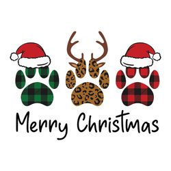 merry christmas paws png, plaid leopard paw png, merry xmas three dog paws wear, logo christmas svg, instant download