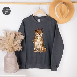 funny dog owners christmas party holiday long sleeve shirt, christmas hoodies for dog dad, cute christmas dog graphic sw