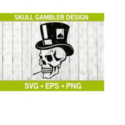 Gambler Skull with Top Hat SVG, Fantasy Skull, Svg, Smoking Top Hat Svg, Evil Hat Skull Svg, Casino Skull Svg, Vintage H