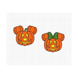 halloween, pumpkin, mickey minnie head, svg and png formats, cut, cricut, silhouette, instant download