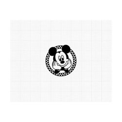 checkered mickey mouse, movie, retro, ears head, svg png dxf formats, cut, cricut, silhouette