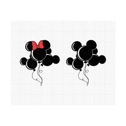 balloons, mickey minnie mouse bow, balloon, svg and png formats, cut, cricut, silhouette, instant download