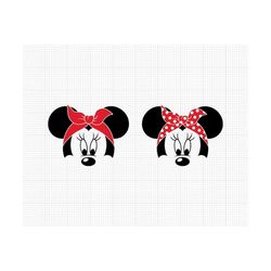bandana, minnie mouse ears head, dots, svg and png formats, cut, cricut, silhouette, instant download