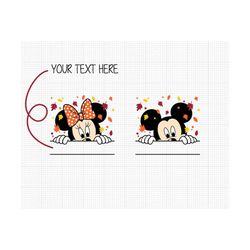 fall, mickey minnie mouse ears head, split name, svg and png formats, cut, cricut, silhouette, instant download