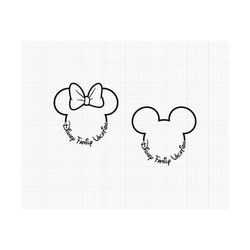 family vacation, mickey minnie mouse, ears bow, travel, trip, vacation, svg and png formats, cut, cricut, silhouette, in