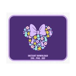 easter, minnie mouse, ears head bow, bunny, daisy flower,  svg png dxf formats, cut, cricut, silhouette