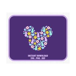 easter, mickey mouse, ears head, bunny, daisy flower,  svg png dxf formats, cut, cricut, silhouette