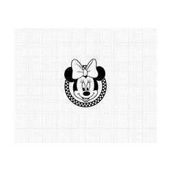 checkered minnie mouse, movie, retro, ears head bow, svg png dxf formats, cut, cricut, silhouette