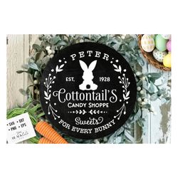 peter cottontail candy svg, round easter sign svg, cottontail candy co svg, easter bunny svg, vintage easter svg