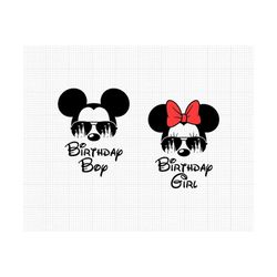 birthday girl, birthday boy, mickey minnie mouse, sunglasses, castle, svg and png formats, cut, cricut, silhouette, inst