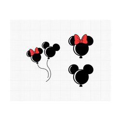 balloons, mickey minnie mouse bow, balloon, svg and png formats, cut, cricut, silhouette, instant download