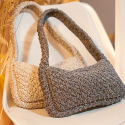 Crochet Hygge bag video tutorial in English, easy crochet bag pattern, step by step video tutorial, DIY crochet bag