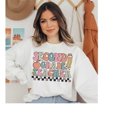 second grade teacher sweatshirt, back to school 2nd grade teacher crewneck, teacher appreciation gifts for teachers, sec