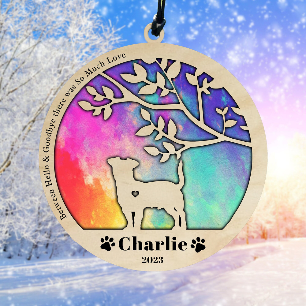 Personalized Dog Suncatcher Ornament, Customizable Dog Breed Suncatcher, Stained Glass Light Catcher, Pet Loss Gift, Pet Memorial Ornament - 5.jpg