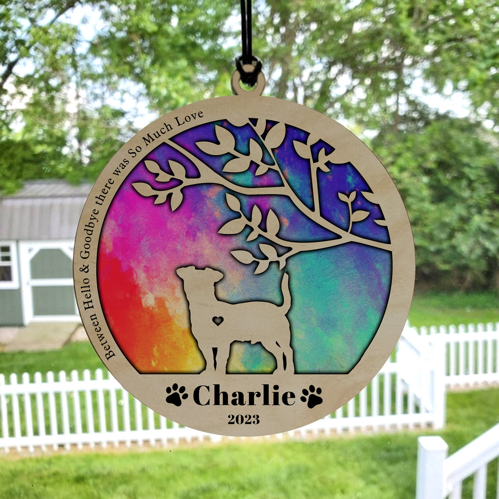 Personalized Dog Suncatcher Ornament, Customizable Dog Breed Suncatcher, Stained Glass Light Catcher, Pet Loss Gift, Pet Memorial Ornament - 6.jpg