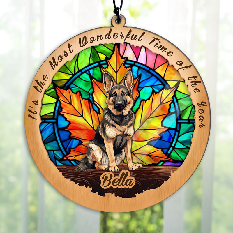Personalized German Shepherd Suncatcher Ornament, Front Porch Decor, Outdoor Decorations for Fall - 4.jpg