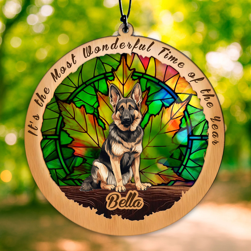 Personalized German Shepherd Suncatcher Ornament, Front Porch Decor, Outdoor Decorations for Fall - 5.jpg