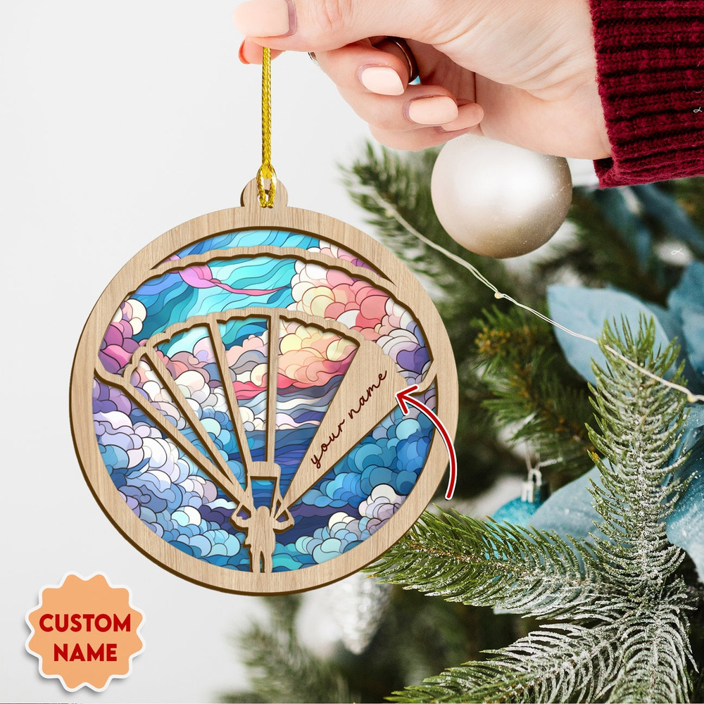 Personalized Skydiving Suncatcher Ornament, Skydiving Christmas Ornament, Best Gifts For Skydivers, Gifts For Xmas - 2.jpg