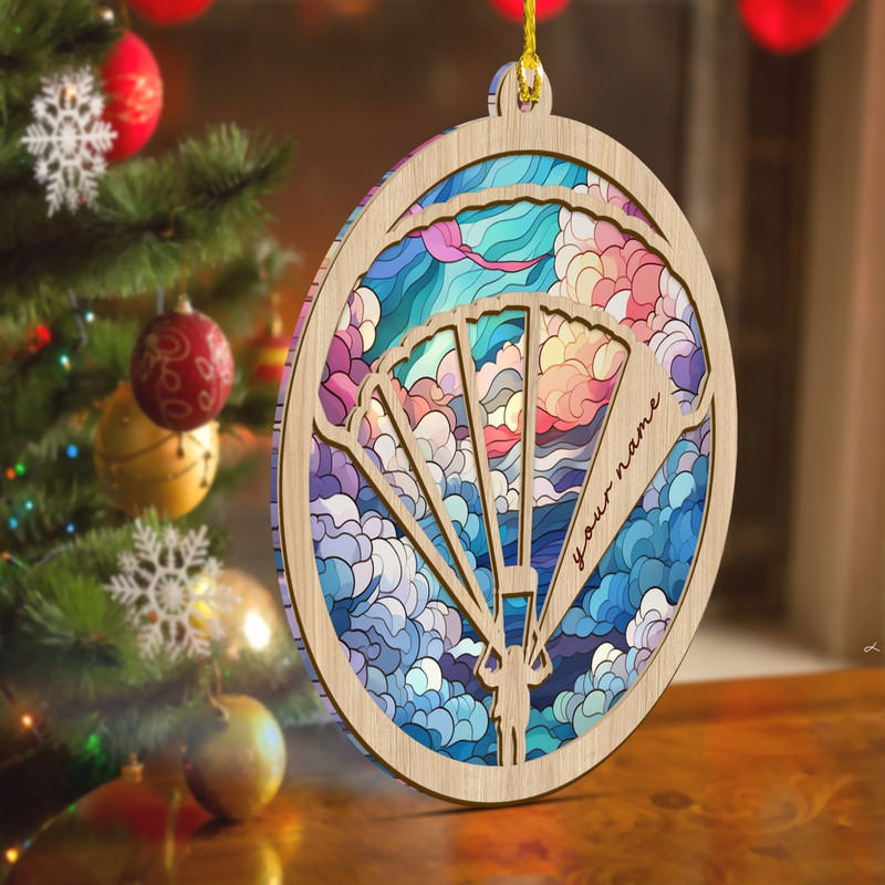 Personalized Skydiving Suncatcher Ornament, Skydiving Christmas Ornament, Best Gifts For Skydivers, Gifts For Xmas - 4.jpg