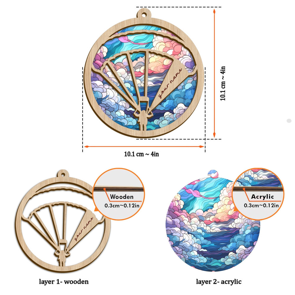 Personalized Skydiving Suncatcher Ornament, Skydiving Christmas Ornament, Best Gifts For Skydivers, Gifts For Xmas - 5.jpg