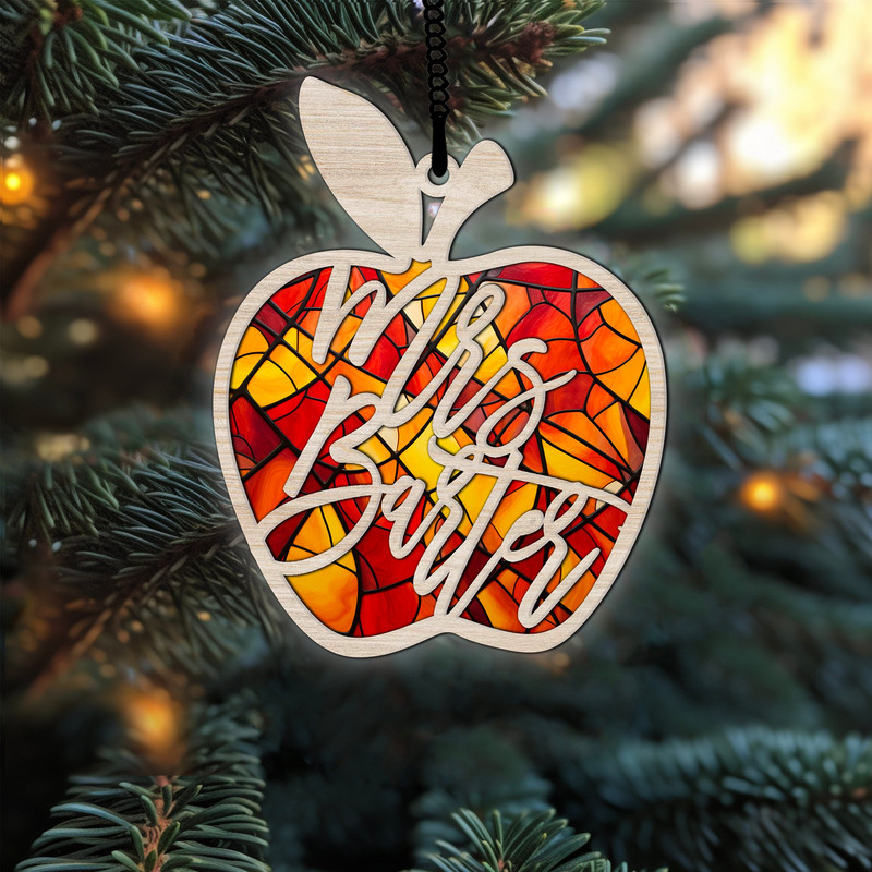 Personalized Suncatcher For Teacher, Custom Teacher Ornament, Apple Ornament, Teacher Gift, Handmade Gift, Job Title Gift, Decoration Gift - 4.jpg