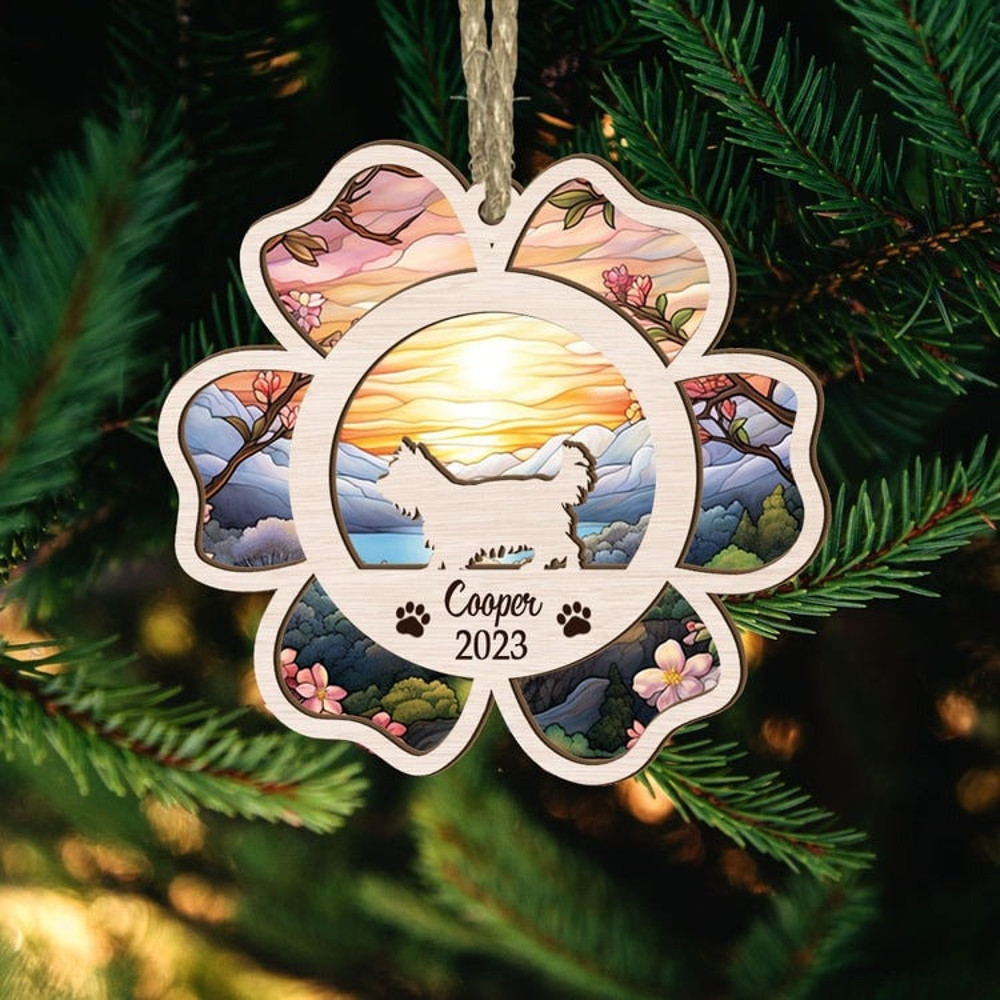 Pet Flower Suncatcher Ornament, Custom Dog Photo Memorial Suncatcher, Loss of Pet Sympathy Gift, Xmas 2023,Gift for Lovers - 1.jpg