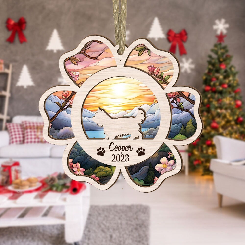 Pet Flower Suncatcher Ornament, Custom Dog Photo Memorial Suncatcher, Loss of Pet Sympathy Gift, Xmas 2023,Gift for Lovers - 2.jpg