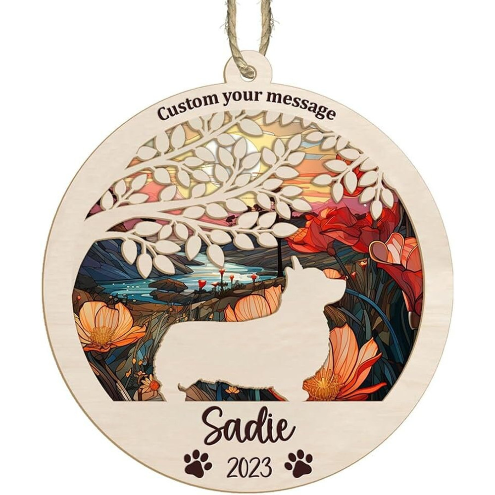 Pet Memorial Suncatcher Ornaments, Custom Dog Breed Name Date Memorial Suncatcher, Christmas Gift for Dog Lovers, Loss of Pet Sympathy Gift - 1.jpg