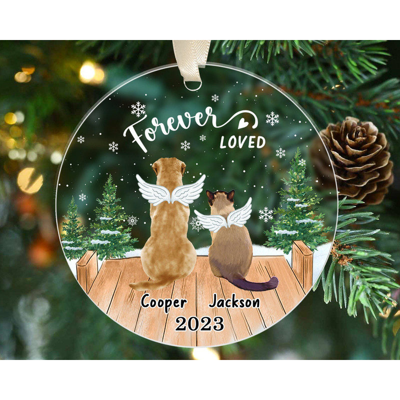 Pet Memorial Ornament, Custom Dog Cat Ornament, Pet Loss Ornament, Cat Sympathy Gift, Forever Loved, Remembrance Gift, Dog Ornament - 1.jpg