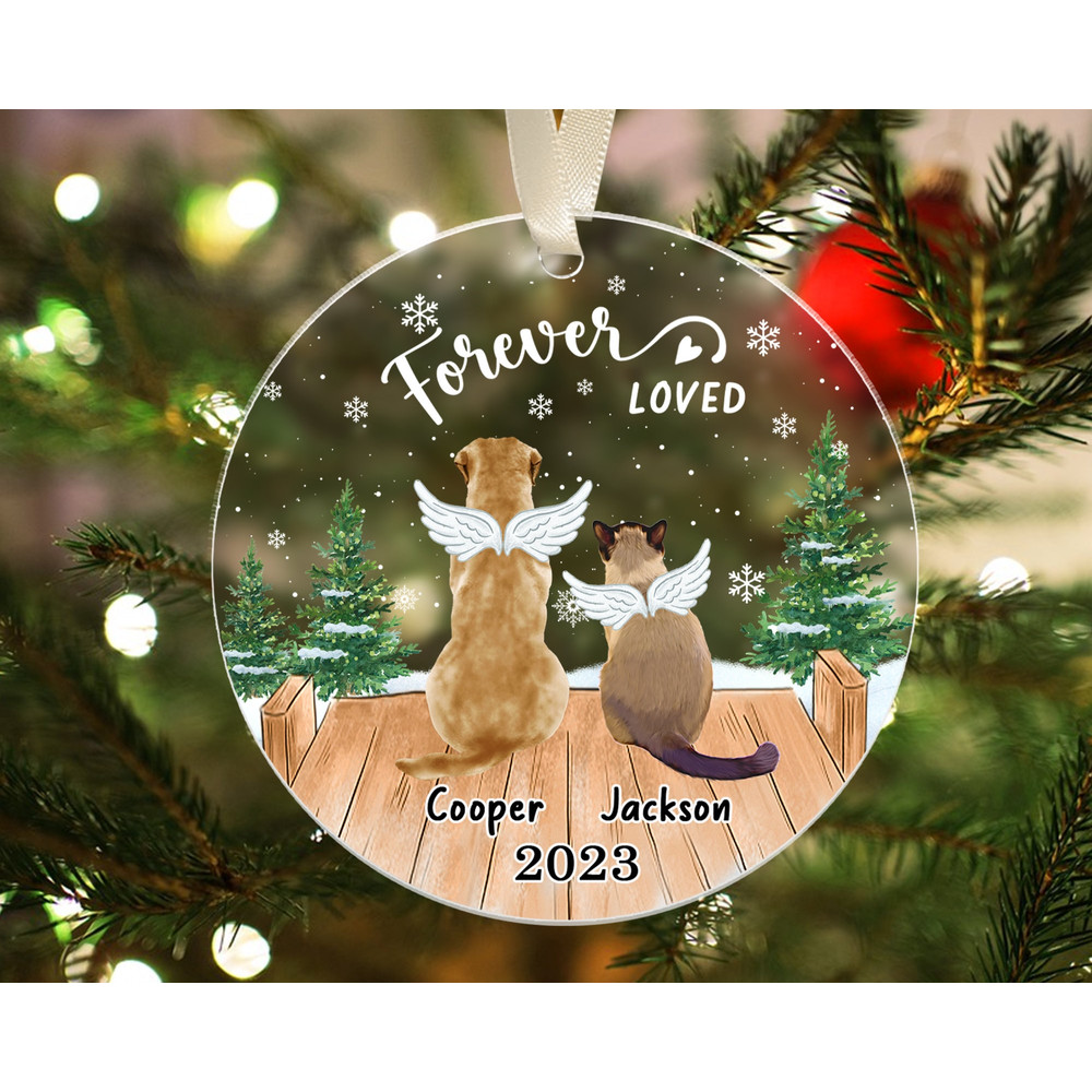 Pet Memorial Ornament, Custom Dog Cat Ornament, Pet Loss Ornament, Cat Sympathy Gift, Forever Loved, Remembrance Gift, Dog Ornament - 6.jpg