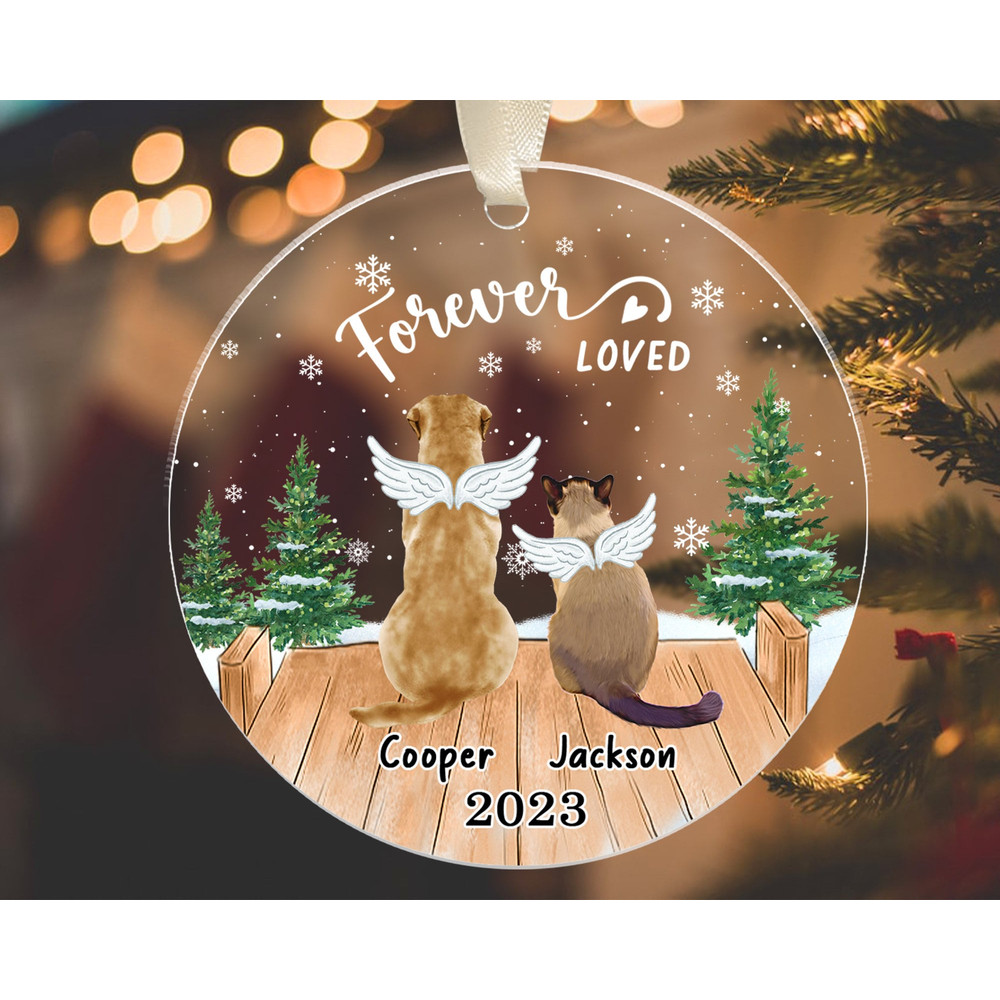 Pet Memorial Ornament, Custom Dog Cat Ornament, Pet Loss Ornament, Cat Sympathy Gift, Forever Loved, Remembrance Gift, Dog Ornament - 7.jpg