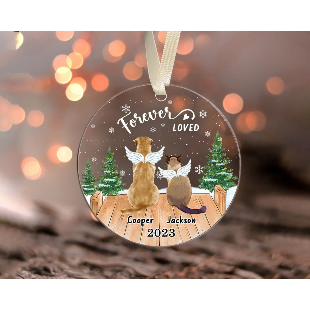 Pet Memorial Ornament, Custom Dog Cat Ornament, Pet Loss Ornament, Cat Sympathy Gift, Forever Loved, Remembrance Gift, Dog Ornament - 8.jpg