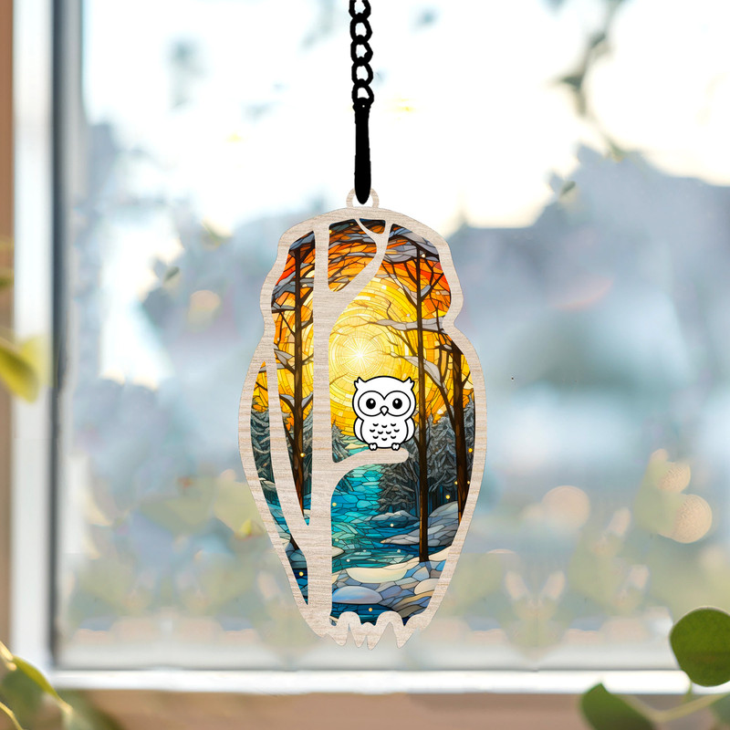 Sympathy Memorial Suncatcher, Sympathy Memorial Ornament, Owl Suncatcher, Owl Ornament, Bird Suncatcher, Bird Ornament, Handmade Gift - 1.jpg