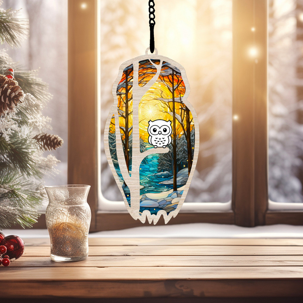 Sympathy Memorial Suncatcher, Sympathy Memorial Ornament, Owl Suncatcher, Owl Ornament, Bird Suncatcher, Bird Ornament, Handmade Gift - 2.jpg