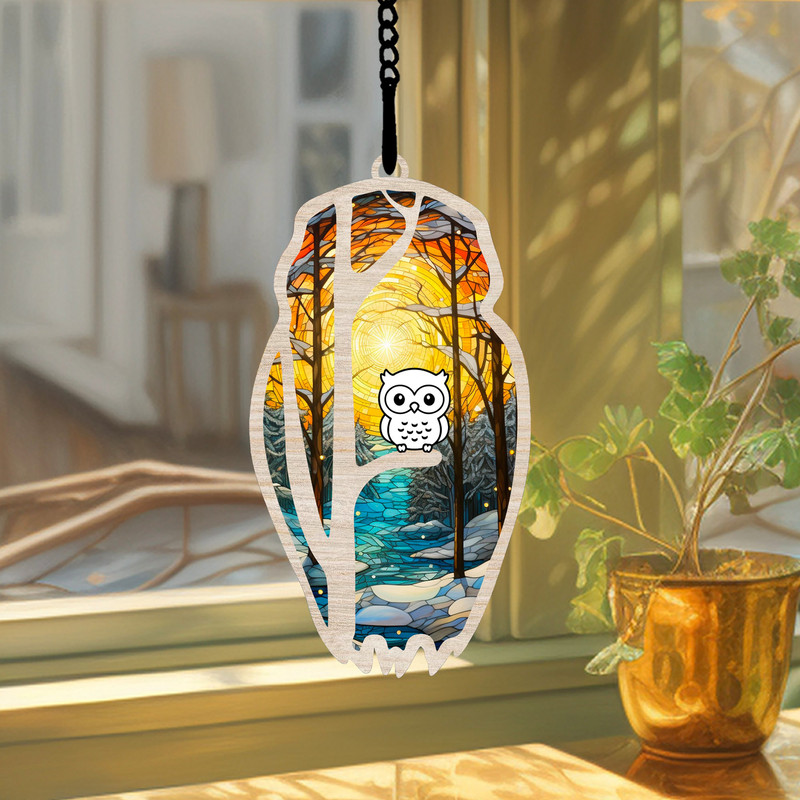 Sympathy Memorial Suncatcher, Sympathy Memorial Ornament, Owl Suncatcher, Owl Ornament, Bird Suncatcher, Bird Ornament, Handmade Gift - 3.jpg